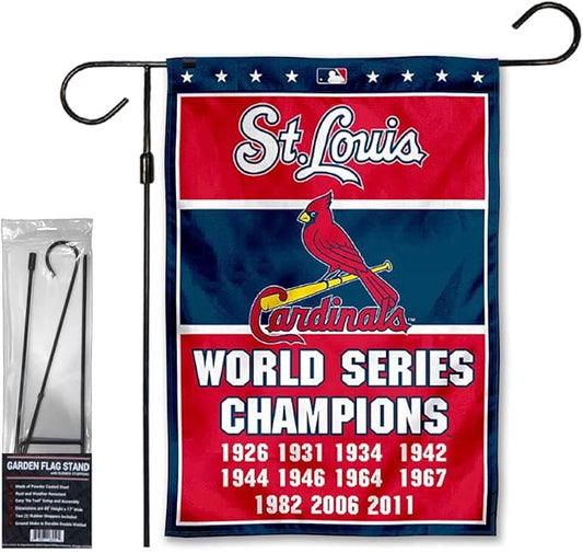 WinCraft Cardinals 11 Time Champions Garden Flag with Stand Holder Flagpole-VerdiqueGarden