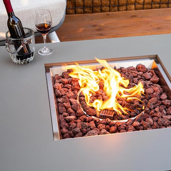Ashton 36” Propane Fire Pit Smokeless Firepit Outdoor Gas Fire Pit for Outside Patio Firepit Table Includes Rain Cover Converter Kit Lava Rocks Lid CSA Certified-VerdiqueGarden