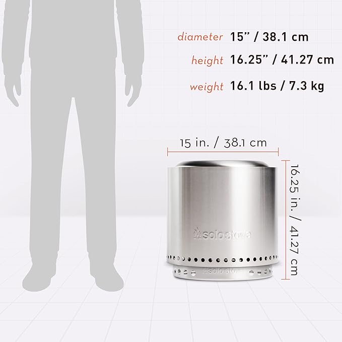 Solo Stove Ranger 2.0 with Stand - 15 Inch Smokeless Portable Fire Pit - Lightweight Outdoor Fireplace with Removable Ash Pan, Stainless Steel, Carry Case Included, Ideal for 2-4 People, 16.5 lbs-VerdiqueGarden