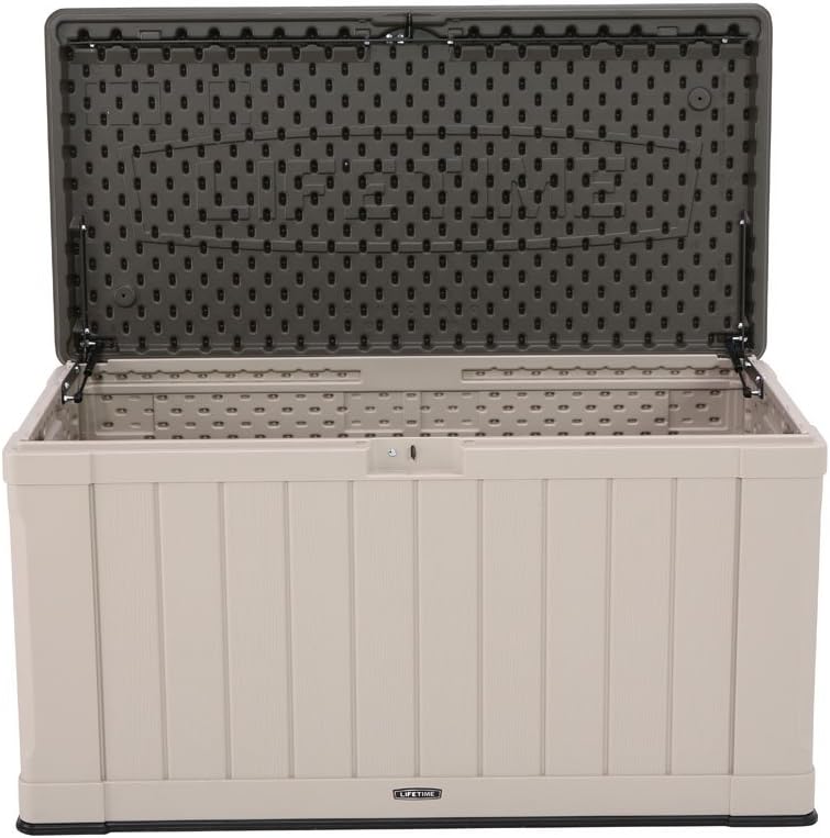 LIFETIME 60186 Heavy-Duty Outdoor Storage Deck Box, 116 Gallon, Desert Sand/Brown-VerdiqueGarden