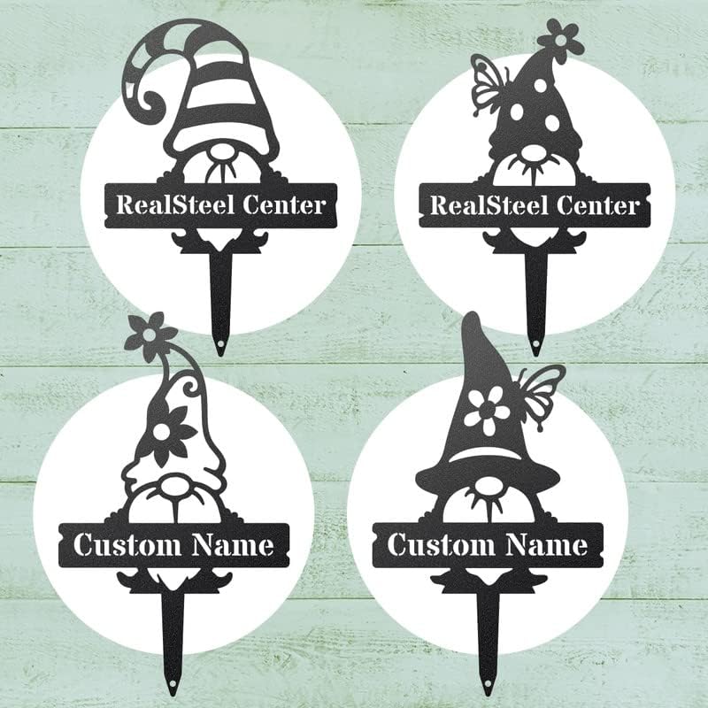 RealSteel Customizable Gnome Seed & Plant Markers – Durable Metal Garden Stakes for Herbs, Fruits & Vegetables – Weatherproof Tags for Farmhouse & Greenhouse Décor (Type 1, Small)-VerdiqueGarden