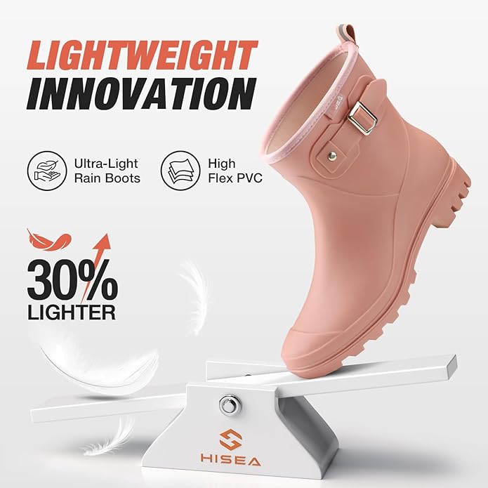 HISEA Women's Ankle Rain Boots Waterproof, Fashion Short Garden Shoes Anti-slip for Women with Comfortable Insole-VerdiqueGarden