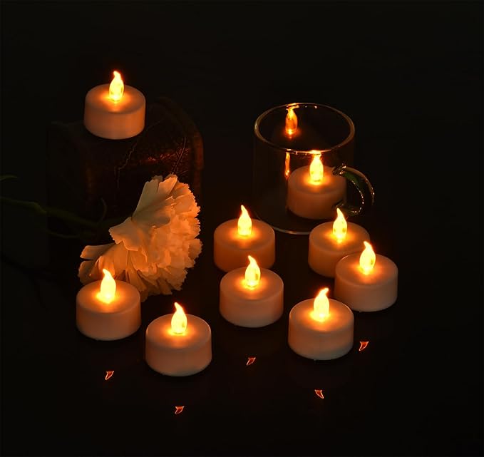 Tea Light Candles with Remote Control,24pack Flickering Flameless LED Candle,Long Lasting 400+Hours,Battery Operated with Timer for Home Decoration Seasonal &Festival Celebration WarmYellow-VerdiqueGarden