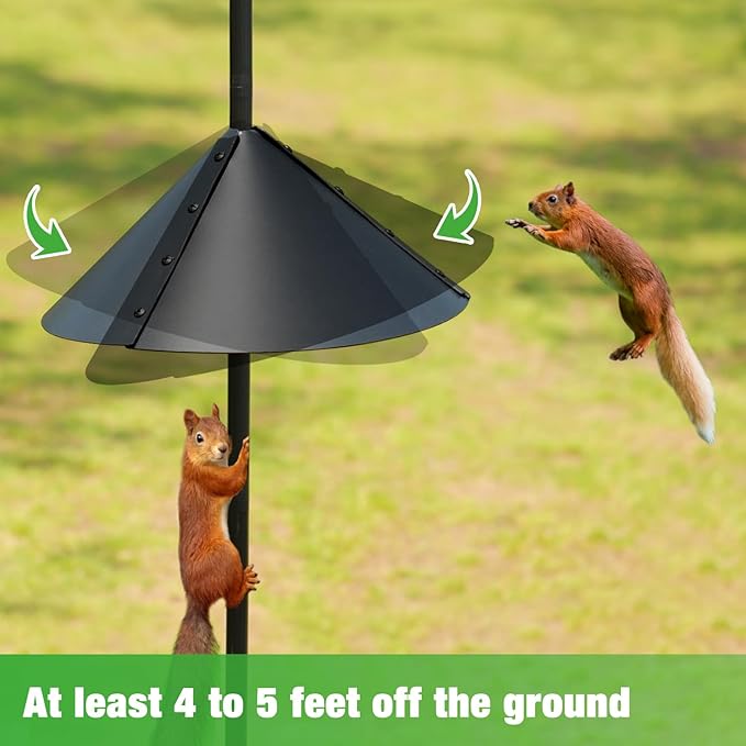 ERYTLLY Bird House Pole 80 Inch Bird Feeder Pole with Squirrel Baffle and 2 Hooks - Heavy Duty Bluebird Feeder Support Rod Stand Set for Outside, Yard, Garden-VerdiqueGarden