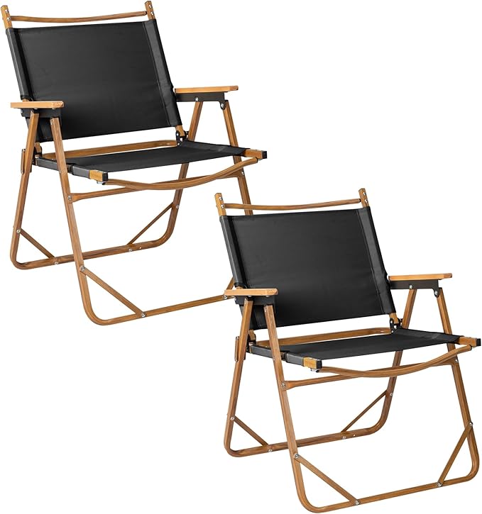 Outvita Portable Folding Camping Chair, 2pcs Ultralight Low Beach Chair, Durable Aluminum Frame Armchairs for Hiking Concert Fishing Picnic, Supports 225Lbs-VerdiqueGarden