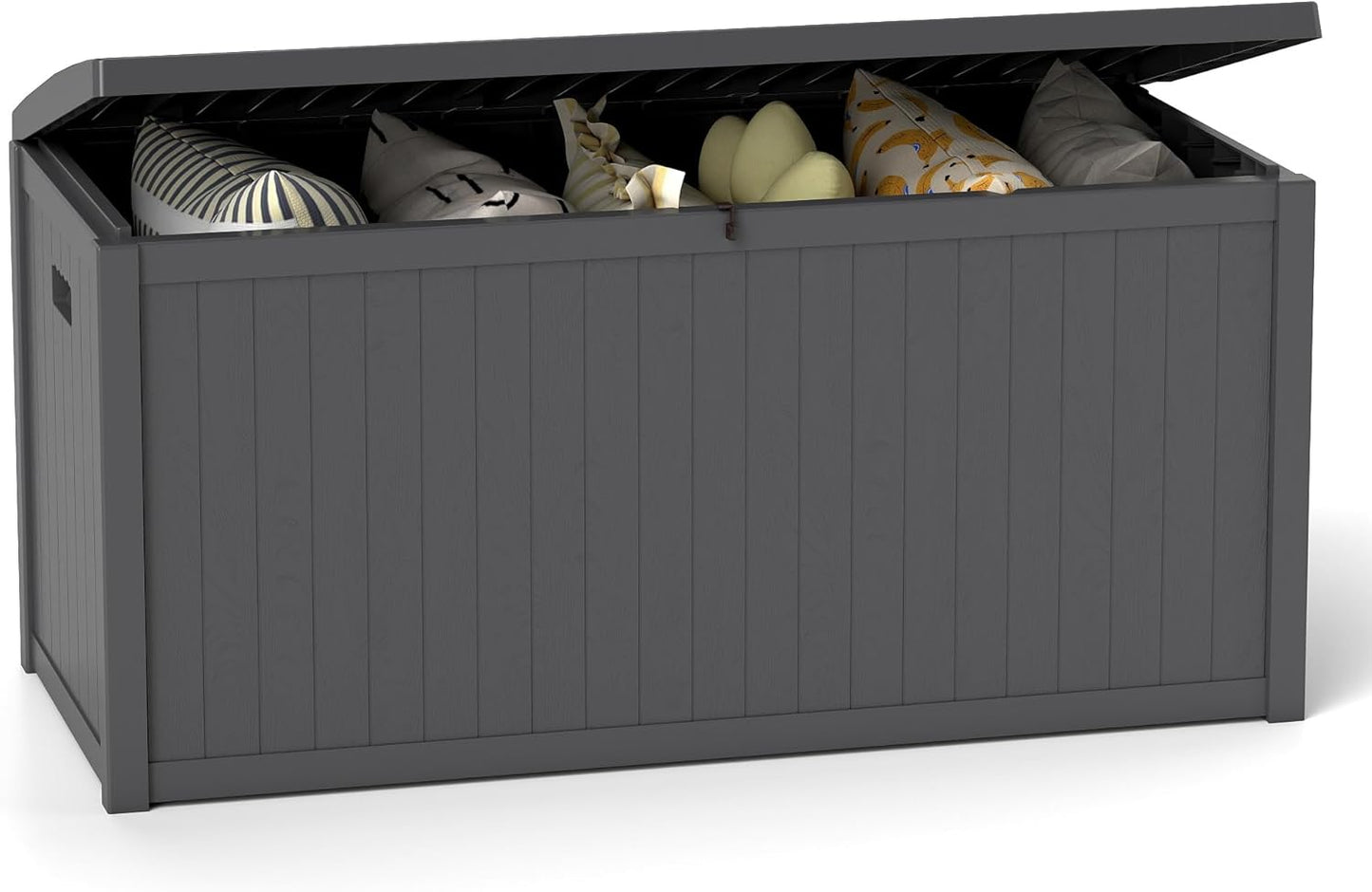 120 Gallon Resin Deck Box, Weatherproof Outdoor Storage Box for Patio, Garden, Pool, and Yard, Lockable Waterproof Bin for Tools, Cushions, and Accessories, Grey-VerdiqueGarden