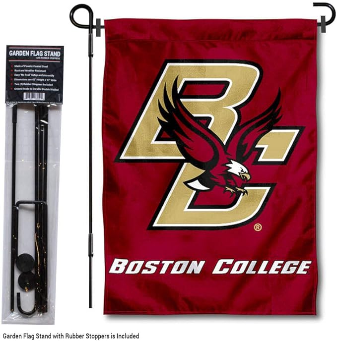 College Flags & Banners Co. Boston College Eagles Garden Flag with Stand Holder-VerdiqueGarden