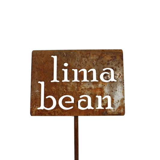 Classic Metal Garden Markers 19 Inches Tall (lima beans, Naturally Rusted)-VerdiqueGarden