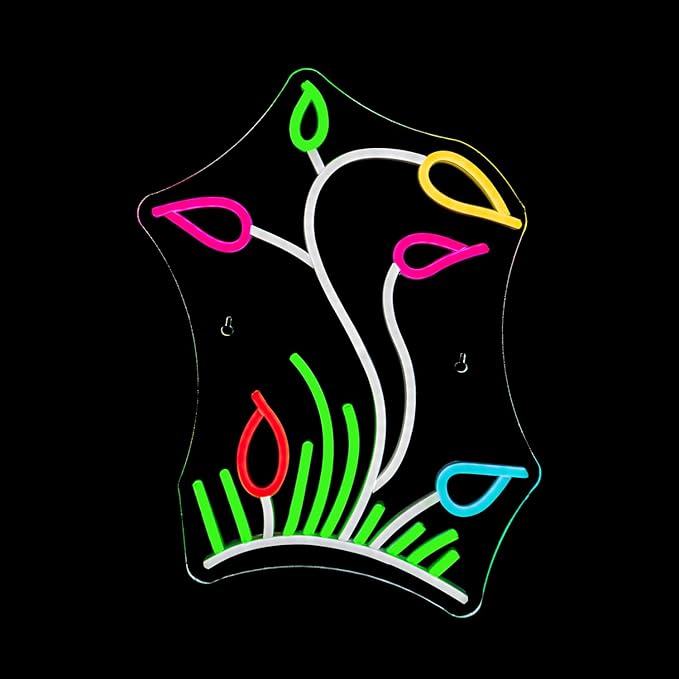 Flower Grasslands Neon Signs Tulips LED Neon Light for Wall Decor Flowers Shaped Light up Sign for Bedroom, Christmas Gift, Shop, Teen Room, lorists,Dormitory-VerdiqueGarden