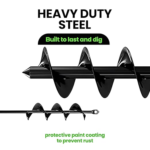 K-Brands Auger Drill Bit for Planting 2 Pack 1.6 x 16 Inch & 3.5 x 16 Inch Set – Garden Spiral Hole and Bulb Planter Tool for Umbrella Holes - Compatible with 3/8 Inch Hex Drive-VerdiqueGarden