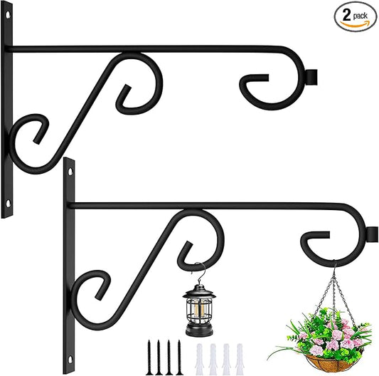 Plant Hanger Hook,2 Pcs Hanging Basket Hooks,6in Metal Wall Plant Hook for Outdoor or Indoor Hanging Flower Baskets,Bird Feeders,Solar Lanterns-VerdiqueGarden