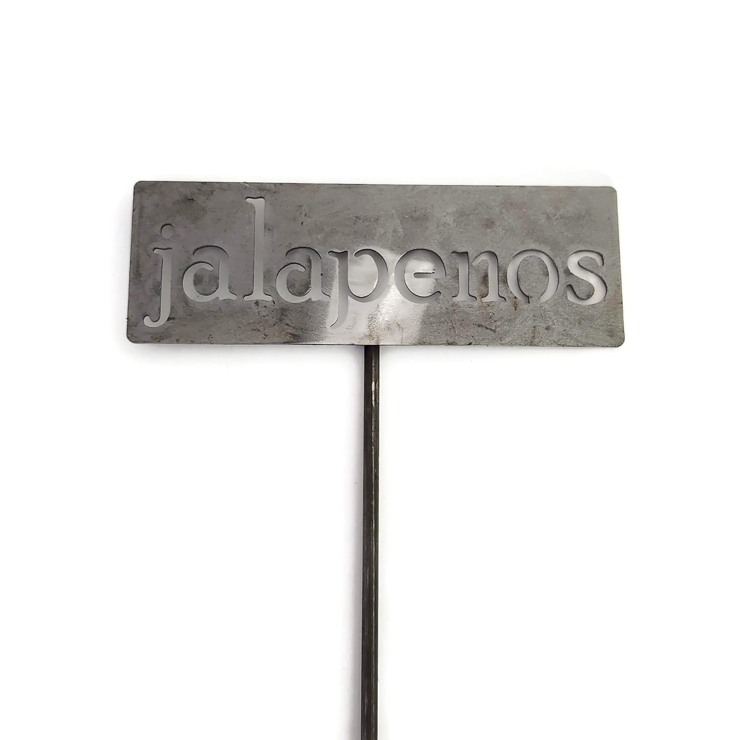 Classic Metal Garden Markers 19 Inches Tall (jalapenos, Raw, Unfinished Steel (will rust with time))-VerdiqueGarden