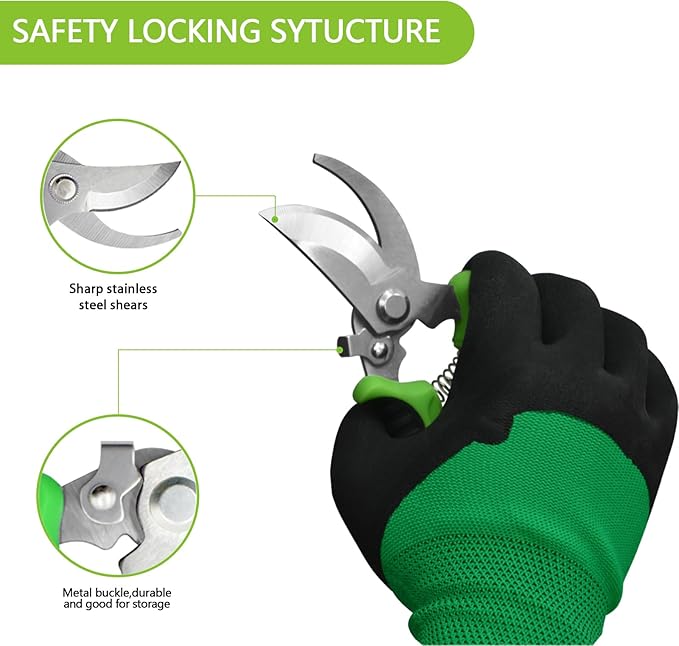 11Pcs Heavy Duty Gardening Tool Set, Shovel Stainless Steel with Non-Slip Rubber Grip, Canvas Storage Bag for Women Gardeners Pruning Shears Plant Care Weeding Tools-VerdiqueGarden