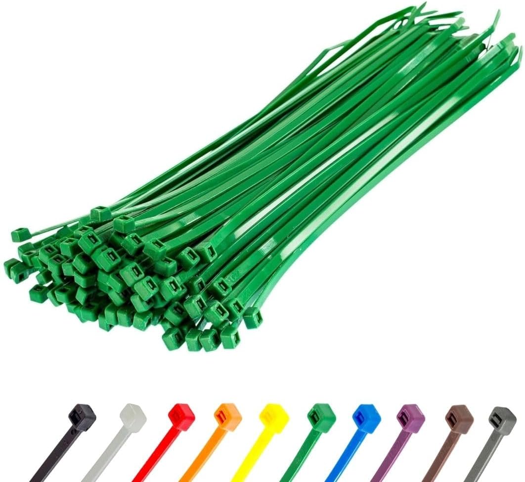 GTSE 12 Inch Green Zip Ties, 100 Pack, 50lb Strength, UV Resistant Long Nylon Cable Ties, Self-Locking 12" Tie Wraps-VerdiqueGarden