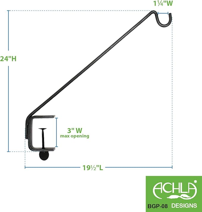 Achla Designs Deck Rail Shepherd's Pole, Angled (BGP-08), 7In-VerdiqueGarden