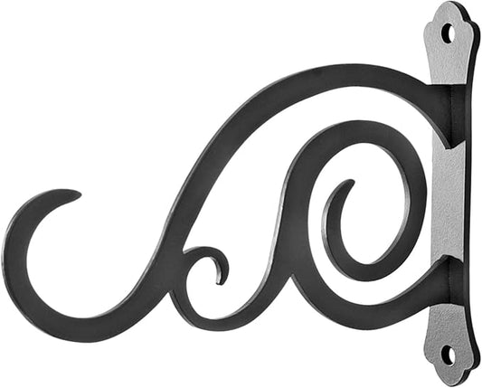 2 Pcs 8-Inch Outdoor Decorative Wall Hanging Lantern Plant Hooks, Iron Wall Hangers for Hummingbird Feeder Planter, Black-VerdiqueGarden