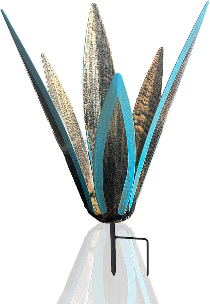 1 PCS 9 inches Agave Sculpture Decoration, Vintage Country Hand-Painted Sculpture DIY Metal Agave Plant, Home Garden Courtyard Lawn Outdoor Decoration-VerdiqueGarden