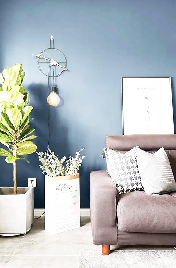 Dimoon 118''x17.7'' Blue Peel and Stick Wallpaper Contact Paper Modern Self Adhesive Wall Paper Removable Renter Friendly Textured Solid Color Shelf Cabinet Vinyl Roll (118''x17.7'',Light Grey Blue)-VerdiqueGarden