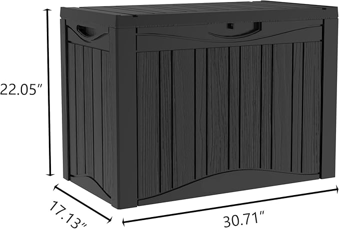 50 Gallon Outdoor Storage Box Waterproof Lockable Resin Deck Box Large, Patio Storage Bin for Pool Accessories Cushion Furniture, Garden Tools, UV-Resistant Outside Delivery Black-VerdiqueGarden