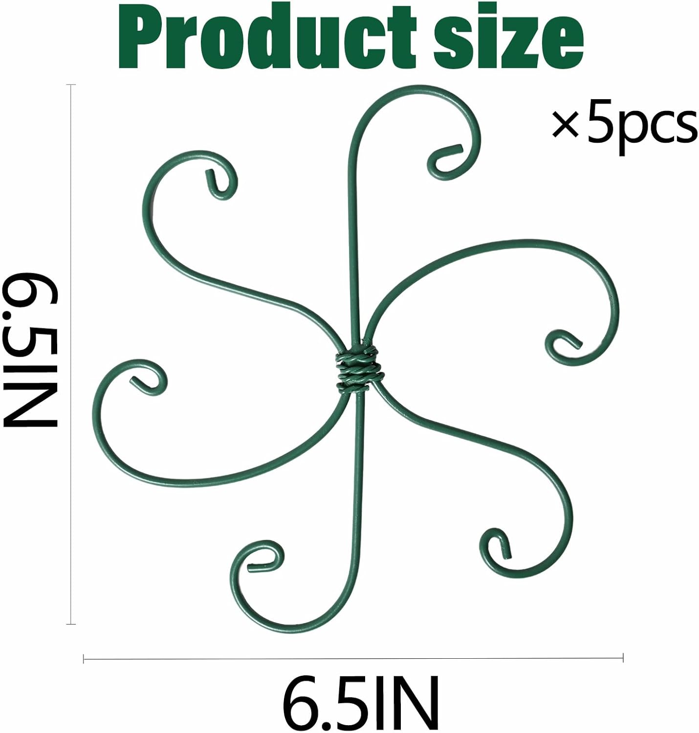 Monstera Plant Stem Support - 5 Pack 6.5"x6.5" Green Metal Stem Stabilizers, Adjustable Ring Clamps for Indoor Plants, Fishbone Cactus, Turtle Shell Bamboo & Climbing Vines-VerdiqueGarden