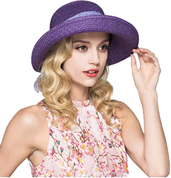 Cyiecw Women Floppy Sun Hats Fashionable Summer Wide Brim Cap BeachStraw Hat UV UPF50 Travel Packable Cotton-VerdiqueGarden