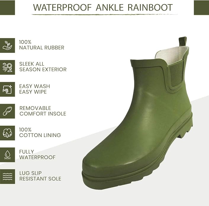 NORTY - Womens Ankle Rain Boots - Ladies Waterproof Winter Spring Garden Boot runs ½ size large-VerdiqueGarden