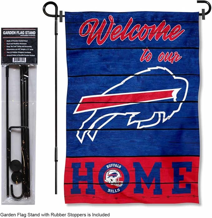 WinCraft Buffalo Bills Welcome to Our Home Garden Flag and Flagpole Mount-VerdiqueGarden