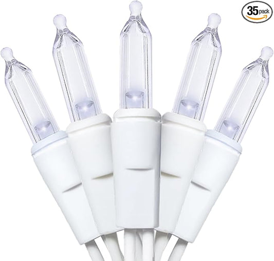 MULTI-SPARKING White Christmas LED Lights - 35 Count Cool White Christmas String Lights for Small Tree, Crafts, Holiday, Indoor/Outdoor Decorations, 11 Feet White Wire, UL Certified, Connectable-VerdiqueGarden