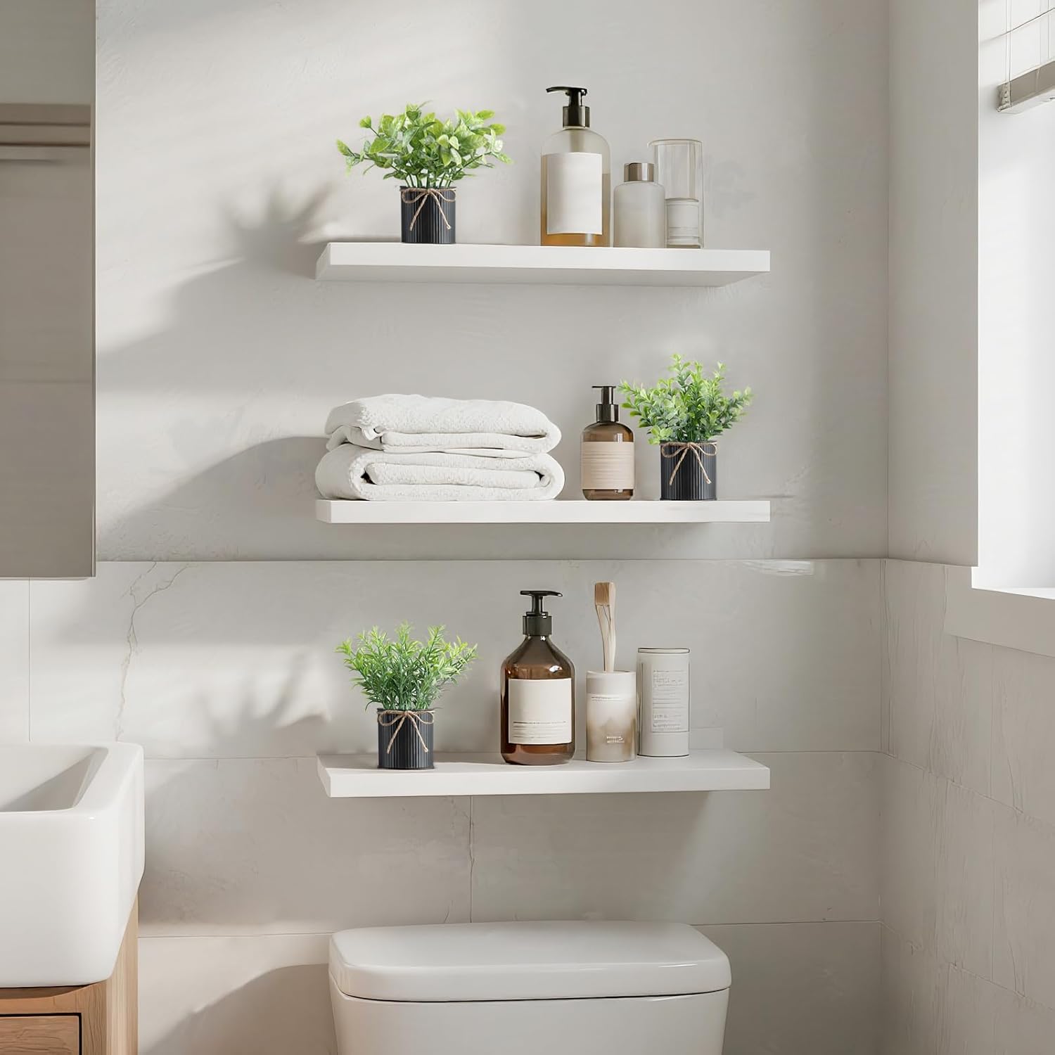 Mkono 4 Packs Small Fake Plants in Farmhouse Galvanized Pots Mini Potted Artificial Eucalyptus Plants for Halloween Decorations Shelf Office Bathroom Rustic Home Decor (Black)-VerdiqueGarden