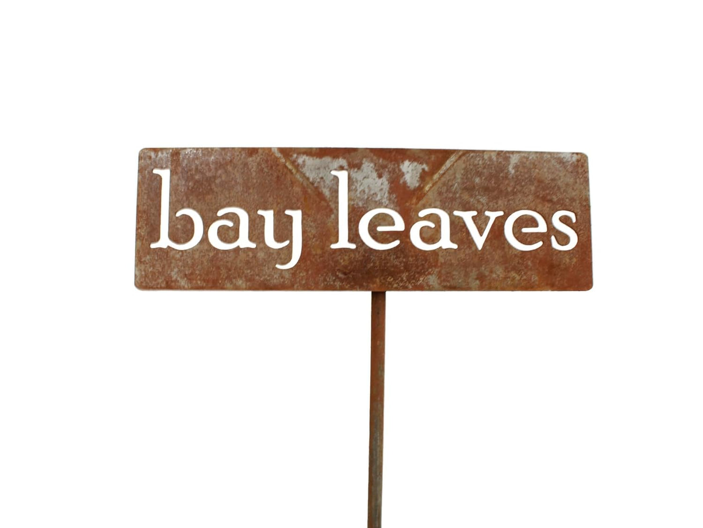 Classic Metal Garden Markers 19 Inches Tall (bay leaves, Naturally Rusted)-VerdiqueGarden