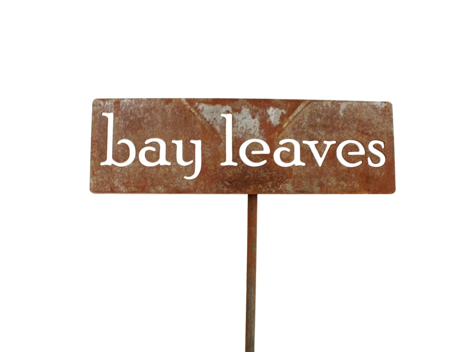 Classic Metal Garden Markers 19 Inches Tall (bay leaves, Naturally Rusted)-VerdiqueGarden