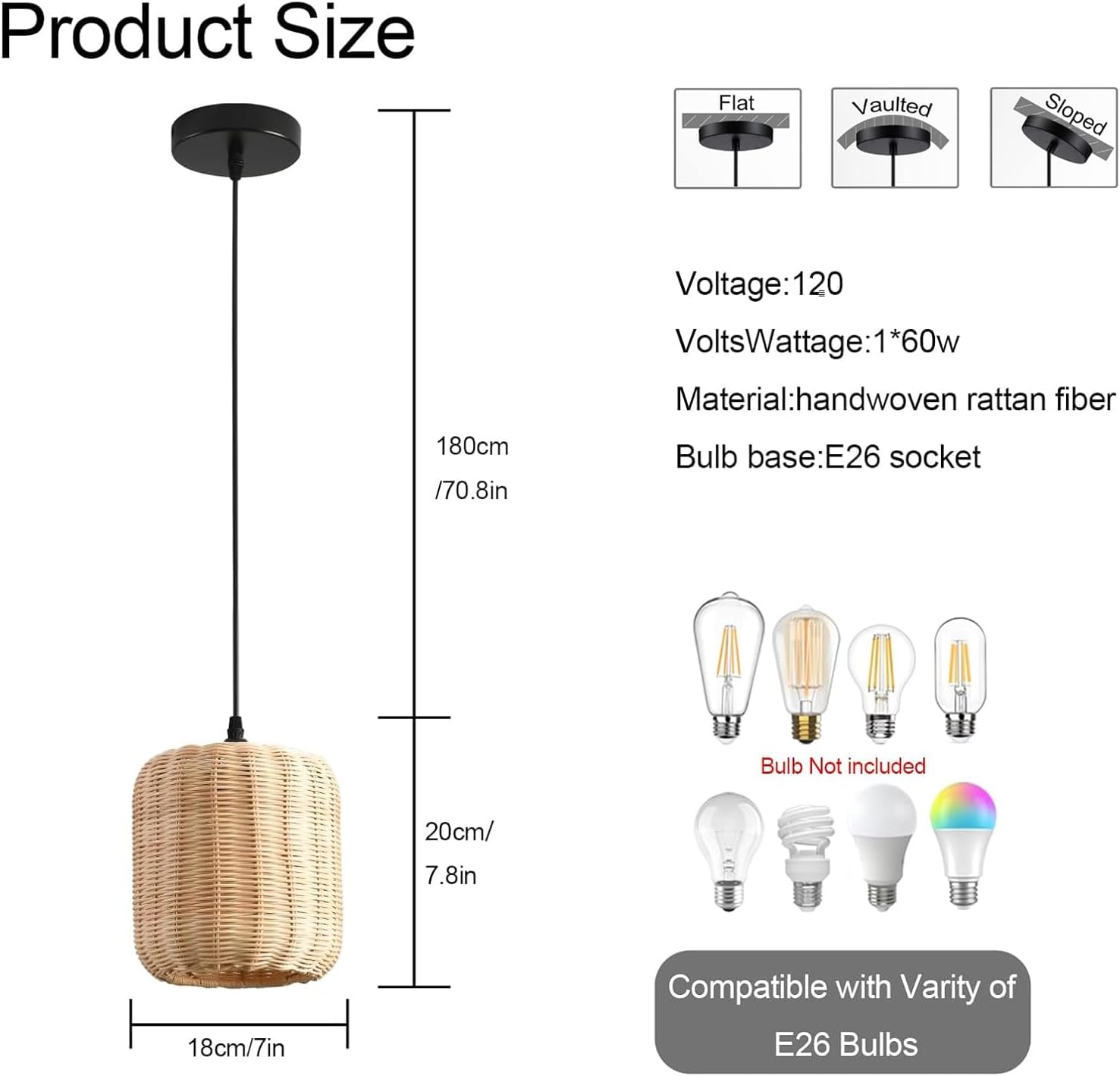 TeruTeru Ji Kaikang 3-Pack Mini Rattan Pendant Light,7.87" Rustic Bamboo Hanging Light Hand-Woven Rattan Chandelier for Dining Living Bedroom Kitchen Farmhouse-VerdiqueGarden