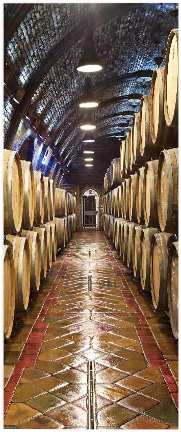 3D Door Stickers - Murals & Decals - Wine Cellar Theme - Peel & Stick, Waterproof, Removable - PVC - 37.4" x 84.6" for Bedroom & Living Room Doors-VerdiqueGarden
