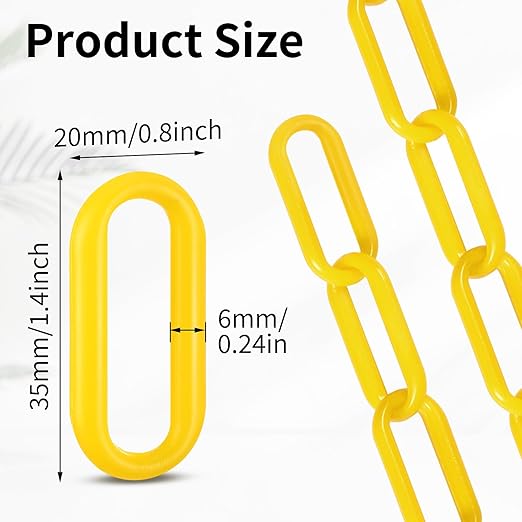 Vicenpal 50ft Plastic Barrier Chain Yellow Plastic Chain Links Weatherproof Safety Link Crowd Control Barriers Garden Fence Decoration (1 Pieces)-VerdiqueGarden