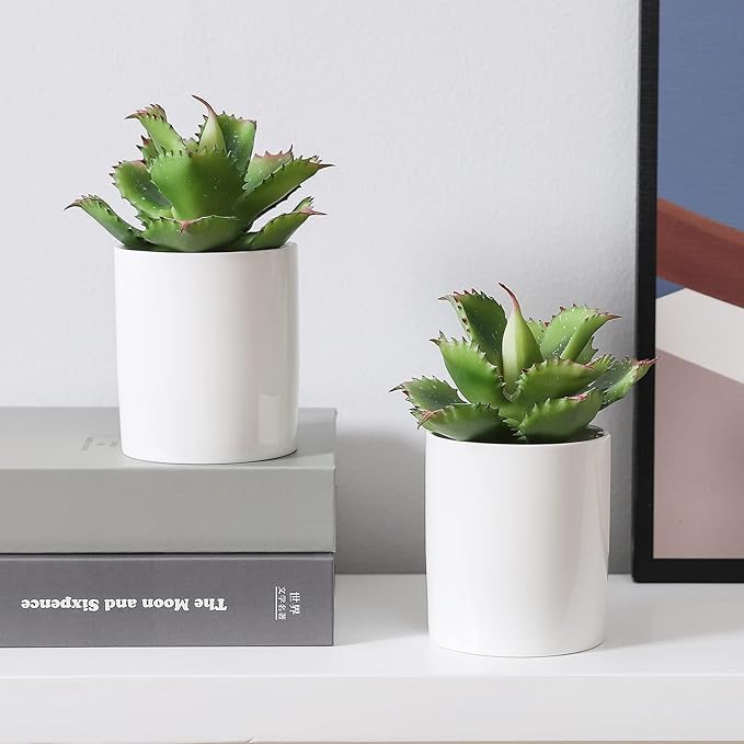 Duovlo Artificial Succulent Plant 7.08 Inch Faux Succulents Agave potatorum Flower Arrangement Craft Wall DIY Materials Pack of 2 (Green)-VerdiqueGarden