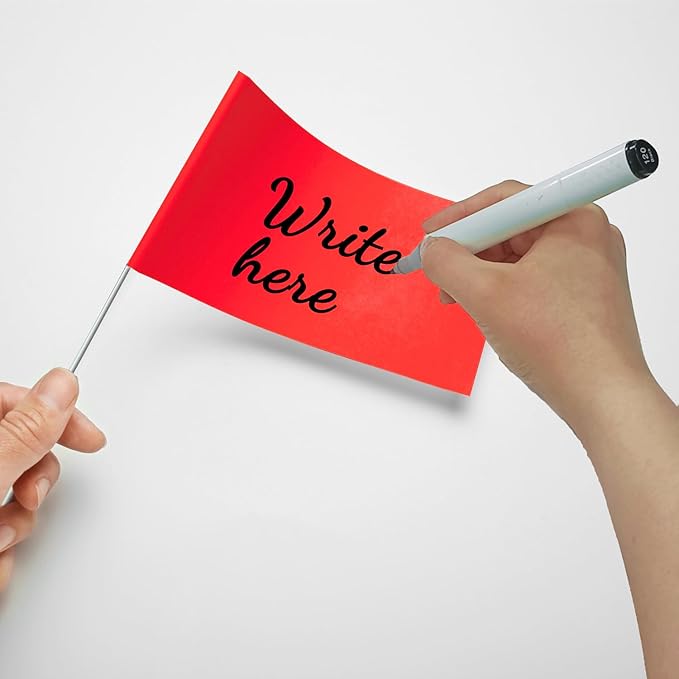 Zozen 50Pack Red Marking Flags, Writable/15x4x5 Inch, Yard Flags for Lawn & Irrigation & Landscape & Sprinkler & Survey & Dog Training.-VerdiqueGarden