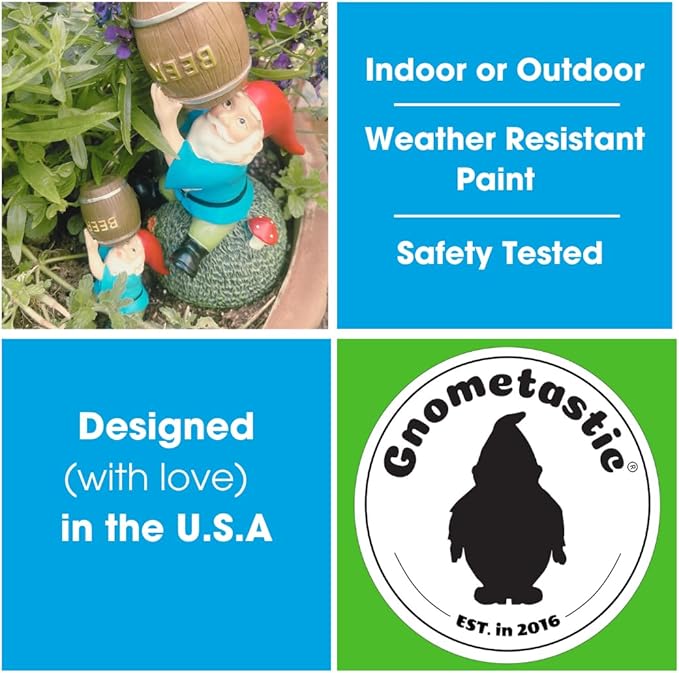 Gnometastic Gnomes Smoking Gnome, 8.5in, Hippie Gnome, Indoor Outdoor Funny Garden Gnomes Decoration for Yard, Planter, Lawn Ornament, Patio and Home Decor-VerdiqueGarden