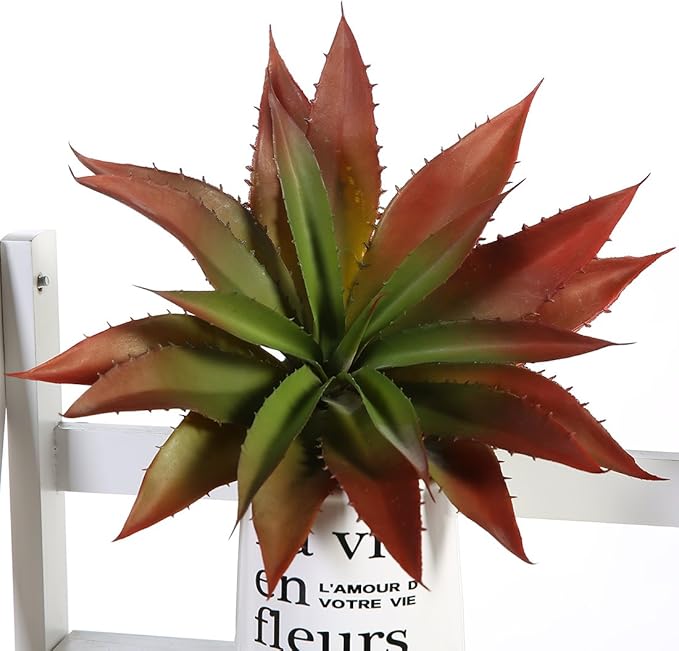 JUSTOYOU Large Artificial Succulents Aloe Plants Real Touch Fake Flowers Unpotted for Home Wedding Festival Arrangement (1, Green-Red)-VerdiqueGarden