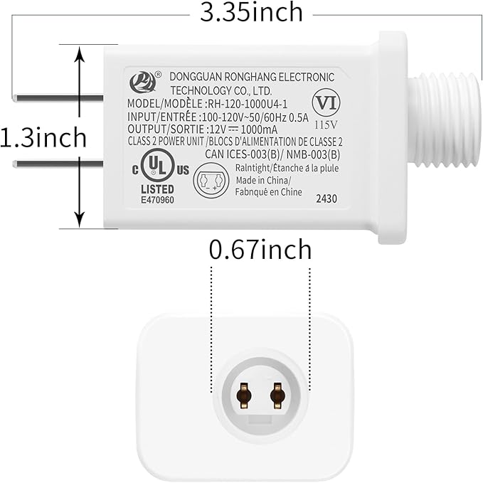 Replacement Yard Inflatable Adapter Power Supply Adaptor - 12V 1.0A 1Pcs - Inflatable Plug Replacement Class 2 Power Supply - White - for Christmas Tree Light/Thanksgiving Yard Blow Up Decorations-VerdiqueGarden