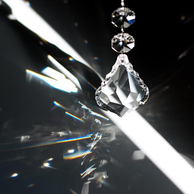 12pcs Maple Leaf Crystal Chandelier Prism Pendant Parts, 63mm Hanging Crystals Beads for Chandelier Wedding Decoration Clear-VerdiqueGarden