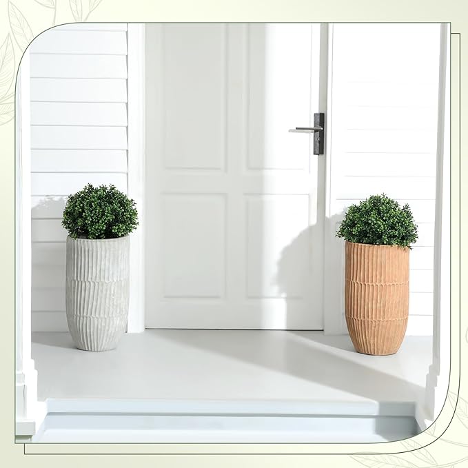 Yunlly 2 Pack 18" Artificial Boxwood Ball Bush Topiary Trees Fake Outdoor Plants, Realistic UV Resistance Faux Shrubs with Spike Greenery Topiary Potted for Front Porch Garden Yard Patio Indoor Decor-VerdiqueGarden