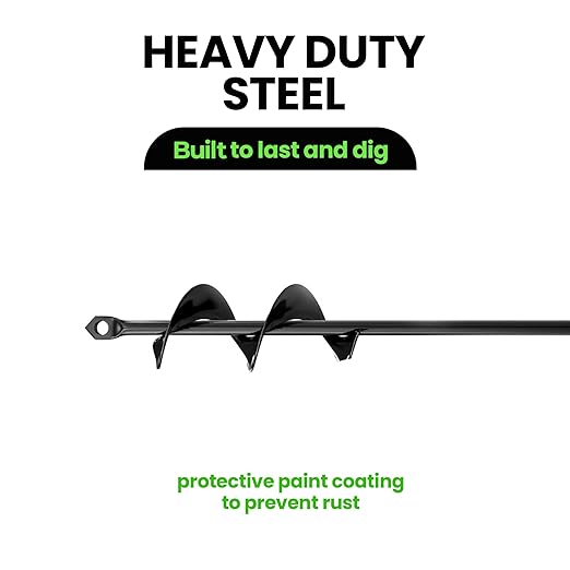 K-Brands Auger Drill Bit for Planting – 1.6 x 9 Inch - Spiral Hole Planter for Bulbs, Bedding Plants, and Umbrella Holes - 3/8 Inch Hex Drive-VerdiqueGarden