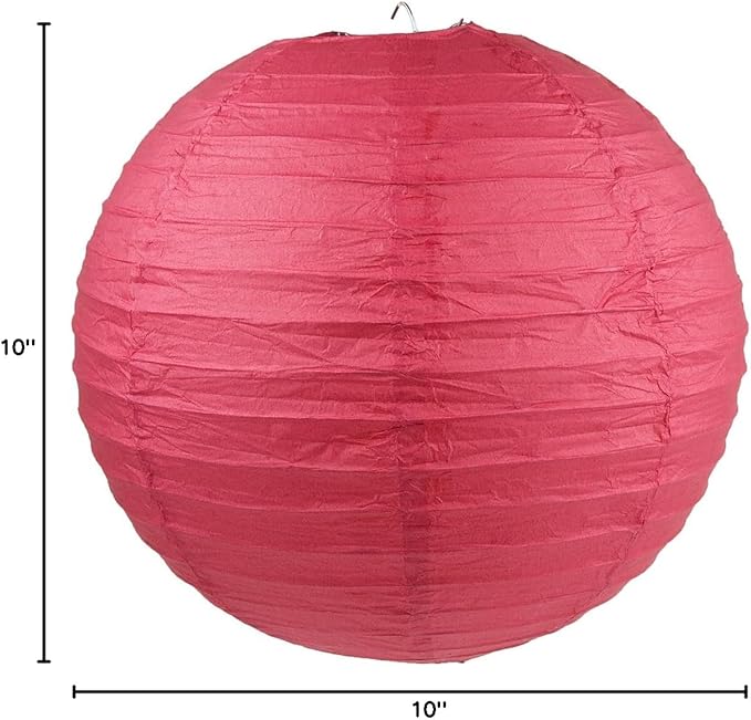 WYZworks - Round Paper Lanterns 10 Pack (Red, 10") - Hanging Paper Lanterns Lamp for Wedding, Birthday, Party and Home Decorations with 8", 10", 12", 14", 16" Option-VerdiqueGarden