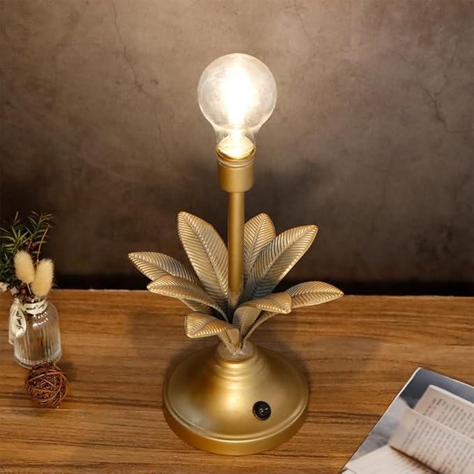 JHY DESIGN Battery Operated Lamp 13''H Vintage Decorative Cordless Lamp with LED Bulb Small Table Lamp for Bedroom Living Room Bedroom Kitchen Wedding Patio Home Decor(Antique Gold)-VerdiqueGarden