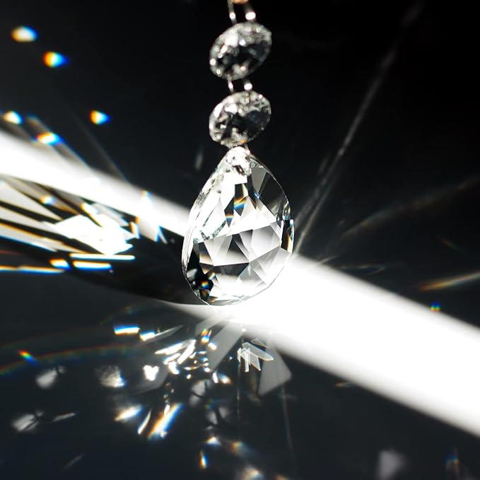 1ft 8pcs Teardrop Crystals Garland, Hanging Chandelier Crystals Prism Beads Chain for Wedding Home Decoration Clear GOLDENHAITAI-VerdiqueGarden