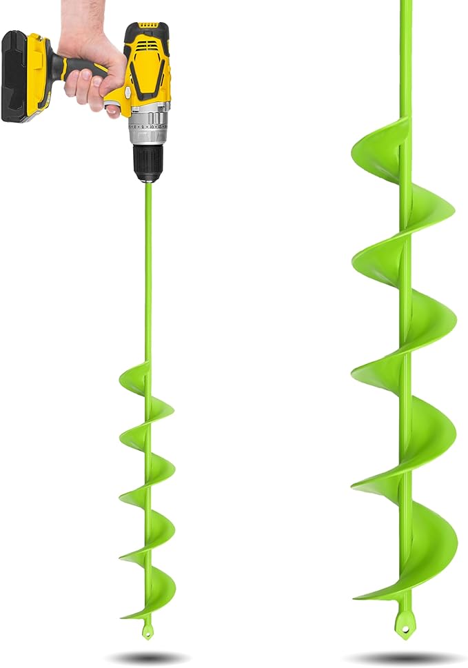 Auger Drill Bit for Planting - 3 x 24 inch Plant Auger for Cordless Drill - Bulb Planter Tool for Bulbs Planting&Holes Digging - 3/8" Hex Drive Drill-VerdiqueGarden