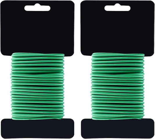 (2 Reel) Soft Plant Ties, Garden Ties TPR Flexible Durable Heavy Duty Twist Wire for Twine Tomatos Branches Vines and Tying Up Cable Wires (Green)(φ3.5mm，26feet)
