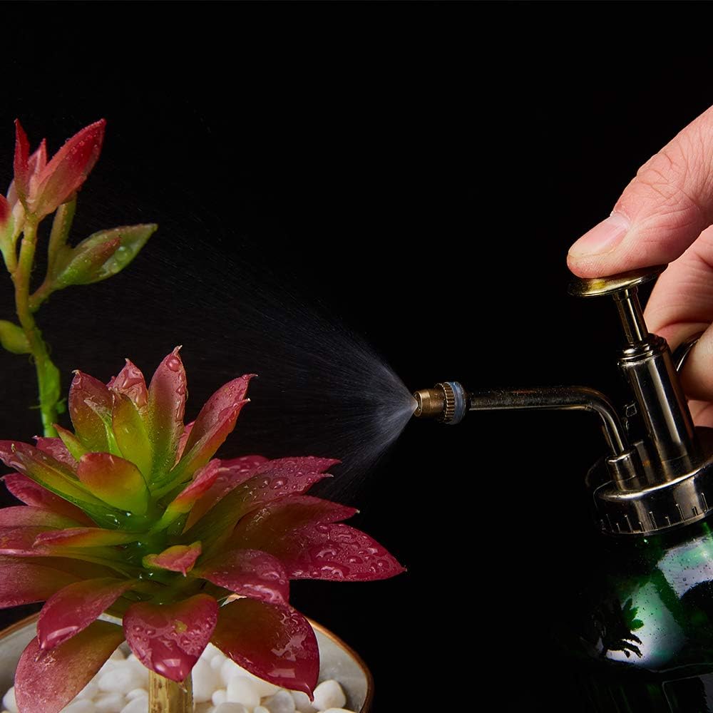 Glass Plant Mister Spray Bottle, Vintage Plant Spritzer Sprayer Mister, Succulent Watering Bottle with Top Pump, Small Glass Watering Can for Indoor Outdoor Houseplant - Dark Green-VerdiqueGarden