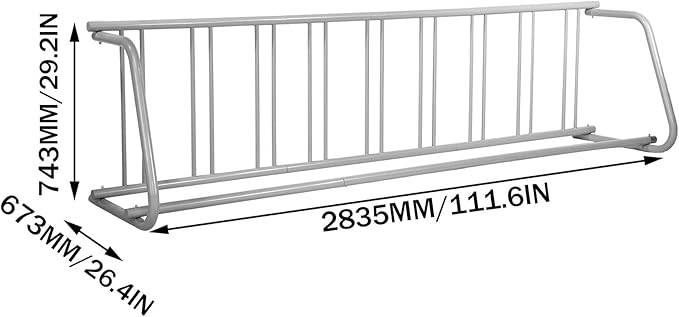 BestEquip 111" Length Floor Bike Rack, 9 Holders All-Steel Grid Bike Rack, Single-Side Storage Stand for Garages Streets Yards-VerdiqueGarden