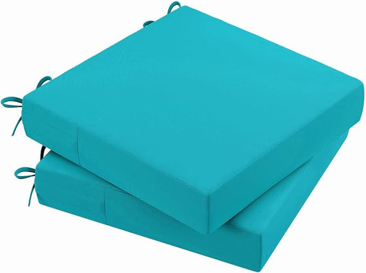 AAAAAcessories Outdoor Seat Cushions for Chairs, Waterproof, Fade-Resistant Patio Furniture Replacement Cushions, 21" x 21" x 4", Set of 2, Turquoise Blue-VerdiqueGarden